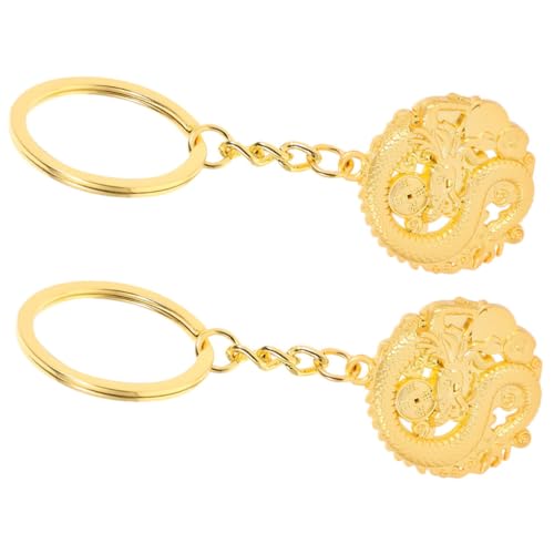 HOLIDYOYO 2 Stück 2024 Jahr des Drachen-Schlüsselanhängers hochzeitslaken wedlock schlüsselketten keychain Ring Drachen-Geldbörsenanhänger Schlüsselanhänger Zinklegierung Golden von HOLIDYOYO