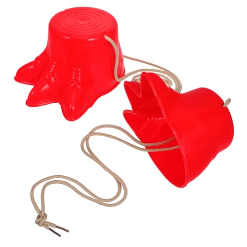 HOLIDYOYO 2 Stück Stelzen Schuhe Kunststoff für Rote Klauenform Outdoor Sport für Balancetraining und Eltern Junge Mädchen Aktivitäten von HOLIDYOYO