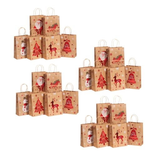HOLIDYOYO 24 Stück Geschenktüten Aus Papier Für Die Feiertage Weihnachtsgeschenkpapier Weihnachtssüßigkeitentüten Kleine Schachteln Füllmaterial Weihnachts Tragetasche von HOLIDYOYO