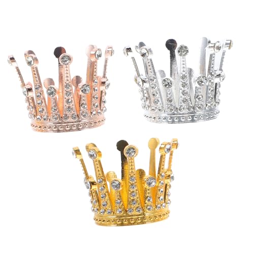 HOLIDYOYO 3 Stück Mini Krone Tortenaufsatz Strass für Hochzeiten Partys und Torten Dekorationen Leicht Handlich Design für Besondere Anlässe Gold Silber Roségold von HOLIDYOYO
