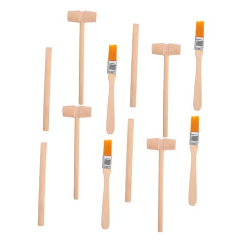 HOLIDYOYO 4 Sätze Ausgrabungswerkzeuge Holz Mini Hammer Pinsel Meißel Grabungsset Lernset für Archäologische Sichere Langlebige Werkzeuge von HOLIDYOYO