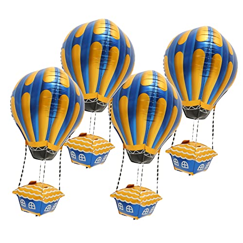 HOLIDYOYO 4 Stück Heißluftballon-dekorationen Aus Aluminiumfolie Für Geburtstagsparty-ballondekorationen Für Jungen Und Mädchen von HOLIDYOYO