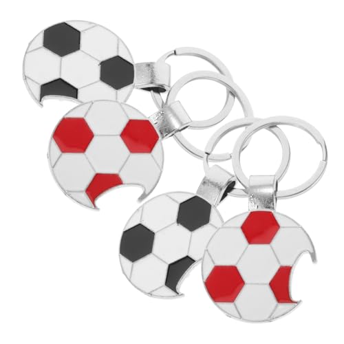 HOLIDYOYO 4 Stück Multifunktionaler Fußball Schlüsselanhänger mit Flaschenöffner Teiliges in Schwarz und Rot Praktische Party Mitgebsel für Fußballfans als und Rucksackanhänger von HOLIDYOYO