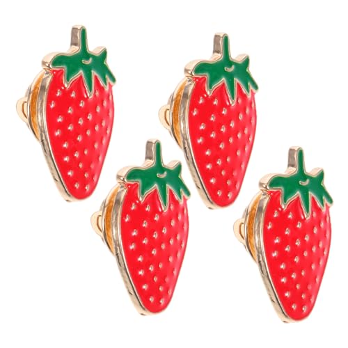 HOLIDYOYO 4 Stück Obstbrosche Erdbeeren Wäschenadeln Erdbeer Knopfnadel Süße Taschenanhänger Für Frauen Erdbeer Ästhetische Reversbrosche Anstecknadel Erdbeerschmuck Für Frauen Rote von HOLIDYOYO