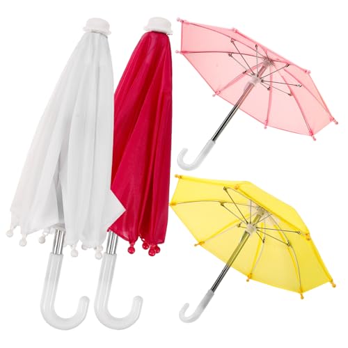 HOLIDYOYO 4 Stück Puppenzubehör Regenschirm Kleine Regenschirme Partyspielzeug Leichte Kleine Puppen Farbe Großes Mädchen Für Puppenhaus Faltbarer Mikroszene Regenschirm Eisen von HOLIDYOYO