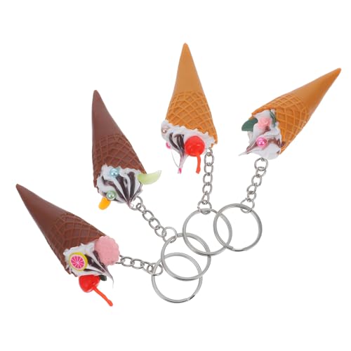 HOLIDYOYO 4 Stück Simulierter Eistüten Anhänger Schlüsselanhänger Partytüten Anhänger Eisbecher Hallo Geldbörse Schlüsseldekoration Halter Zubehör Tragbar Süßer Schlüsselanhänger von HOLIDYOYO