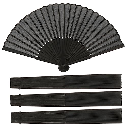 HOLIDYOYO 4 Stück Teiliges Chinesischer Faltbarer Handfächer aus und Schwarzer Herrenfächer mit Traditionellem Design Leicht Tragbar und Dekorativ für Fest Party Tanz von HOLIDYOYO