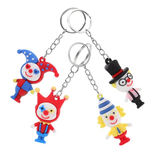 HOLIDYOYO 4 Stück Teiliges Clown Schlüsselanhänger Ästhetischer Rucksack Anhänger Bunte Circus Party Deko Modischer und Vielseitiger Schlüsselring für Geldbörse und Tasche von HOLIDYOYO