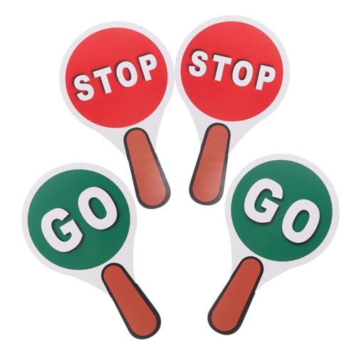 HOLIDYOYO Verkehrsschilder Für Jungen Und Mädchen 4er-Pack Hand-stoppschild PVC Für Jungen Und Mädchen Verkehrssicherheit Lehrmittel Straßenschild von HOLIDYOYO