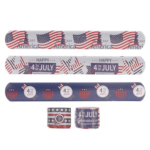 HOLIDYOYO 4. Juli Slap-Armbänder: 15 Stück Armbänder Mit Usa-Flagge Weiß Rot Und Blau Unabhängigkeitstag-Armband Für Patriotische Partygeschenke Mit Usa-Flagge von HOLIDYOYO