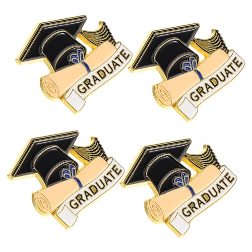 HOLIDYOYO 4pcs -glückwunschabzeichen Abschluss Souvenir Cap Lapel Pins Abschlusssaison Broschen Für Studenten Für Partykleid Outfits von HOLIDYOYO