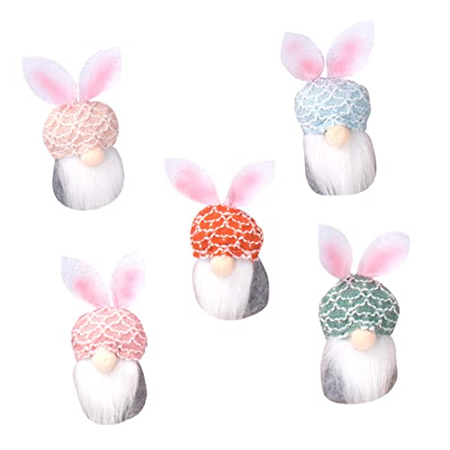 HOLIDYOYO 5 Stück Anhänger Requisiten Hasen Dekorationen Kaninchenpuppe Plüsch Hasenspielzeug Stoff GNOME Bunny Puppe Hängende Zwergenpuppe Zwergpuppen -Layout -Requisite Polyester von HOLIDYOYO