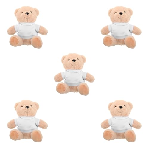 HOLIDYOYO 5 Stück DIY-Sublimationsplüschbär Weiches Und Kuscheliges Stofftier Mit Leerem T-Shirt Für Babypartys Geburtstage Weihnachten Für Kinder Und Erwachsene von HOLIDYOYO
