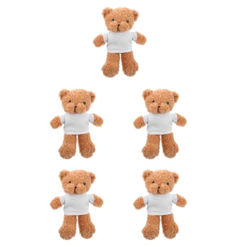 HOLIDYOYO 5 Stück Süßes Plüschbär-stofftier Für Babyparty Neugeborenengeschenk Kleinkind Weihnachtsdekor Bastelspielzeug Mit Sublimations-t-Shirt von HOLIDYOYO