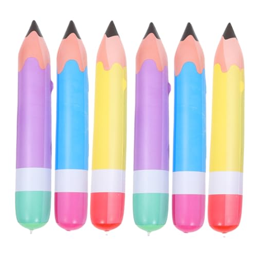 HOLIDYOYO 6 Stück Aufblasbare Bleistiftballons Robustem PVC Farbenfrohe Party und Klassenzimmerdekoration für Geburtstag Schulanfang Abschlussfeier Einfache Handhabung Langlebig und von HOLIDYOYO