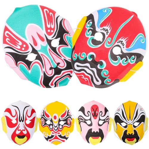 HOLIDYOYO 6 Stück Chinesische Opernaufführungsmasken Beflockte Sichuan-Opern-Cosplay-Masken Rollenspiel-Partyzubehör Für Aufführungs-Requisiten von HOLIDYOYO