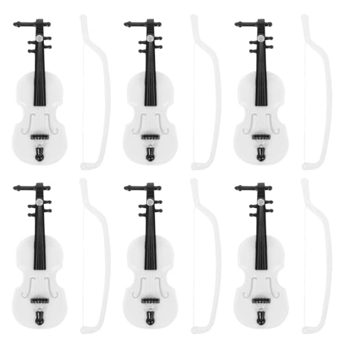 HOLIDYOYO 6 Stück Mini-Geigenmodell Puppenhaus Miniatur-Musikinstrument Für Puppenhaus Mini-Musikzimmer Zubehör Dekoration Foto-Requisiten Weiß von HOLIDYOYO