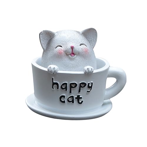 HOLIDYOYO Autoschmuck Süßer Pflanzentopf Figuren Katzenspielzeug Katzenverzierung Spielzeugkatze Katzenvase Plüsch Wurf Wohnkultur Kätzchen Katzenbecher Weiß Harz von HOLIDYOYO