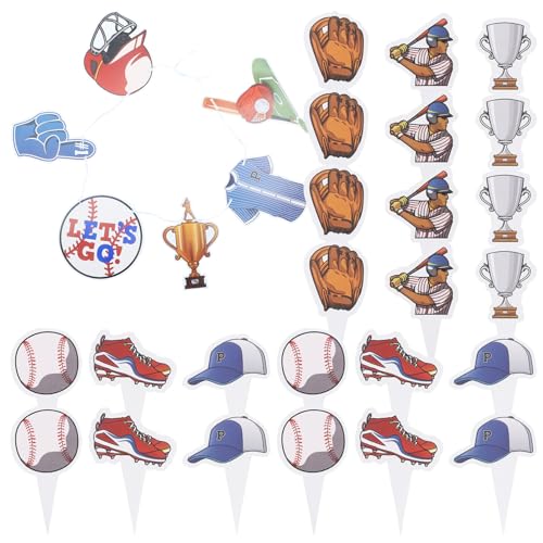 HOLIDYOYO Baseball-Cupcake-Topper Baseball-Themenbanner Sport-Themen-Cupcake-Picks Baseball-Geburtstagsfeierzubehör Für Partydekorationen von HOLIDYOYO