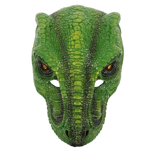 HOLIDYOYO Dinosaurier-Maske Lustige Maske Pu-Dino-Maske Realistische Tierkopfmaske Dinosaurier-Spielzeug Halloween Dinosaurier Cosplay Kostüm Requisiten Maskerade-Maske Grün von HOLIDYOYO