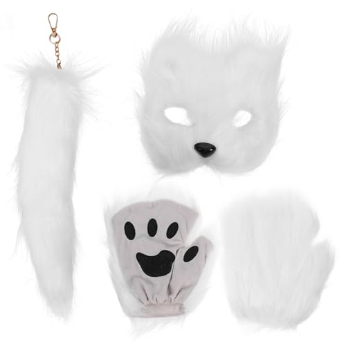 HOLIDYOYO Fuchs-Kostüm-Set -Maske Handschuhe Und -Set Künstliches Halloween-Fuchs-Zubehör Tier-Party-Kostüm Für Erwachsene Weiß HOLIDYOYO Fuchs-Kostüm-Set -Maske Handschuhe Und -Set Künstliches Halloween-Fuchs-Zubehör Tier-Party-Kostüm Für Erwachsene Weiß von HOLIDYOYO