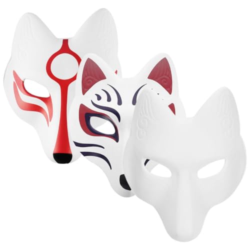 HOLIDYOYO Fuchs-Maske 3 Stück Kitsun-Maske Japanische Maske Kabukies-Maske Maskerade-Maske Vollgesichtsmaske Pu-Tiermaske Karnevalsmaske Wolf Cosplay Kostümzubehör von HOLIDYOYO