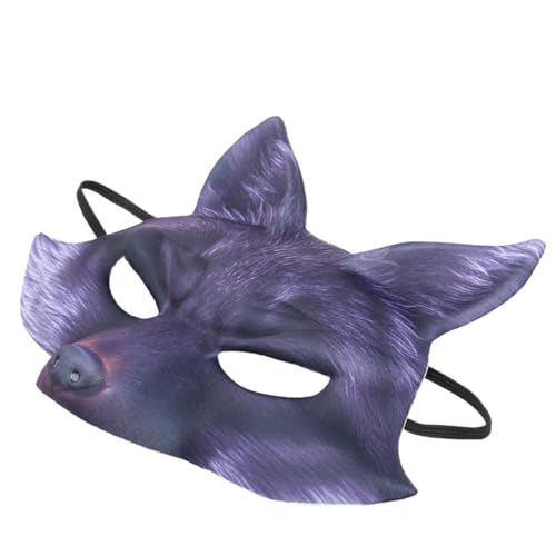 HOLIDYOYO Fuchsmasken Halbgesichtsmaskerademasken Cosplay Tiergesichtsmasken Ohrmasken Realistische Eva-Partymasken Für Cosplay-Kostümzubehör Schwarz von HOLIDYOYO
