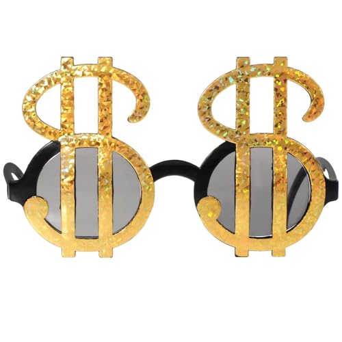 HOLIDYOYO Goldene D-Ollar-Schild-Sonnenbrille Lustige Brille Goldgeld-Brille Für Erwachsene Lustige Sonnenbrille Coole Schild-Förmige D-Ollar-Brille Für Party Hip-Hop-Foto-Requisiten von HOLIDYOYO