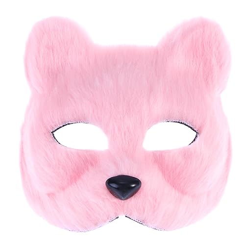 HOLIDYOYO Halbe Fuchsmaske Tier-Plüsch-Halbmaske Cosplay Tiermaske Kostümmaske Für Halloween Karneval Maskerade Kostüm-Requisiten (Rosa) von HOLIDYOYO