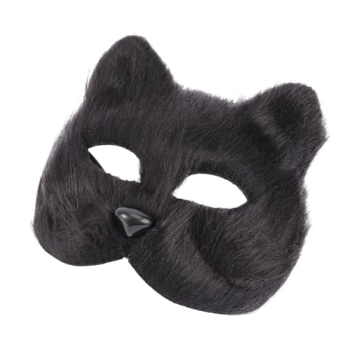 HOLIDYOYO Halbe Fuchsmaske Tier-Plüsch-Halbmaske Cosplay Tiermaske Kostümmaske Für Halloween Karneval Maskerade Kostüm-Requisiten (Schwarz) von HOLIDYOYO