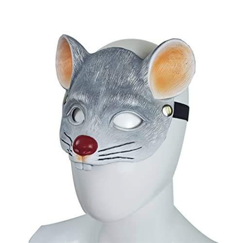 HOLIDYOYO Halloween-Masken 3D-Rattenkopfmasken Gruselige Tier-Halbgesichtsmaske Für Erwachsene Männer Karneval Halloween Party Kostüm Cosplay Hellgrau von HOLIDYOYO