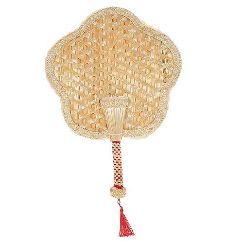 HOLIDYOYO Handgefertigter Natürlicher Kühlventilator aus Geflochtenem Material Handlicher Fächer mit Griff Dekorativer Vintage Stil für Sommer Strand Party und Bühnenauftritte von HOLIDYOYO