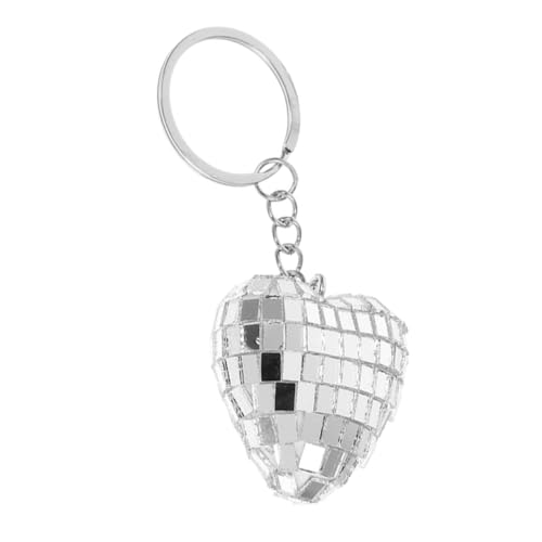 HOLIDYOYO Herzförmiger Disco Kugel Schlüsselanhänger Silber Glänzender Party Deko Anhänger für Schlüssel Taschen und DIY Accessoires Leichtes für Geburtstage und Valentinstag von HOLIDYOYO