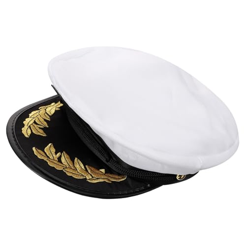 HOLIDYOYO Seemannsmütze Marinemütze Kapitänsmütze Yachtmütze Matrosenmütze Weiß Größe 56-58cm Verstellbar für Erwachsene und Kinder von HOLIDYOYO