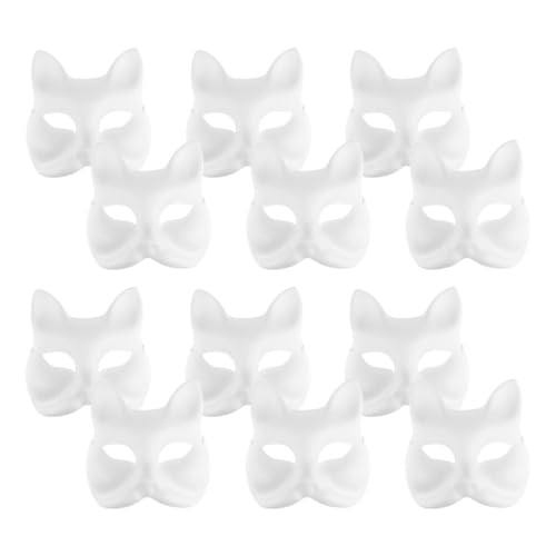 HOLIDYOYO Katzenmaske 16 Stück Therian-Masken Diy-Maske Aus Weißem Papier Leere Maske Fuchsmaske Zum Bemalen Unbemalte Handbemalte Gesichtsmaske Für Maskerade Cosplay von HOLIDYOYO