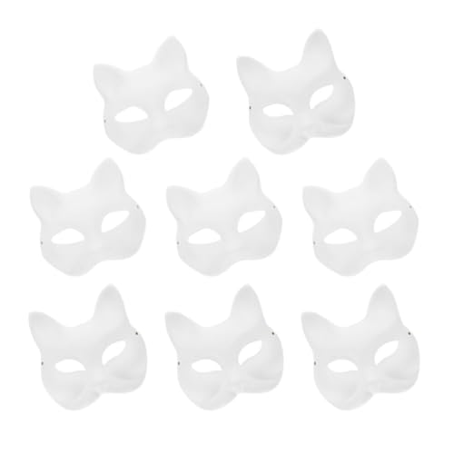 HOLIDYOYO Katzenmaske 8 Stück Therian-Masken Weiße Fuchsmaske Tier-Anziehmaske Diy Bemalbare Blankomasken Halloween-Maskerade Kostümzubehör Partyzubehör von HOLIDYOYO