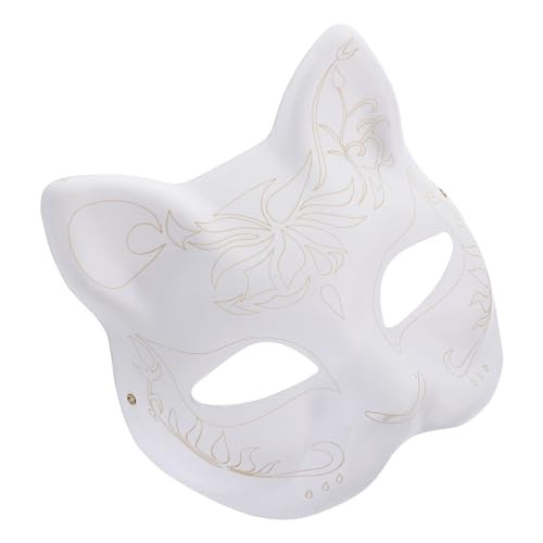 HOLIDYOYO Katzenmaske Therian-Maske Fuchsmaske Weiße Pappmaché-Maske Handbemalte Leere Maske DIY Ihre Eigene Maske Tiermaske DIY Leere Masken Maskerade-Zubehör von HOLIDYOYO
