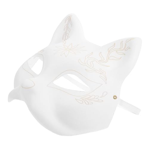 HOLIDYOYO Katzenmaske Therian-Masken Weiße Katzenmasken Leere Diy-Halloween-Maske Tier-Halbgesichtsmaske Für Maskerade Cosplay-Party von HOLIDYOYO
