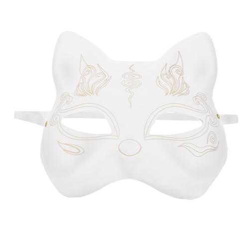 HOLIDYOYO Katzenmaske Therian-Masken Weiße Unbemalte Katzen-Fuchs-Masken Leere Diy-Halloween-Maske Halbe Maskerade-Party-Zubehör von HOLIDYOYO