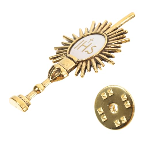 HOLIDYOYO Kreuz Brosche Religiöses JHS Brosche Kirchenkreuz Anstecker Kirche Accessoires Religiöse Brosche Erstkommunion-Anstecknadel Erstkommunion Dekorationen Zinklegierung Golden von HOLIDYOYO