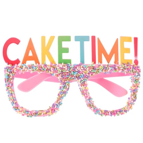 HOLIDYOYO Lustige Geburtstagsbrille Happy Birthday-Sonnenbrille Cake Time-Brille Neuheit Kostümbrille Fotoautomaten-Requisite Süßer Brillenrahmen Kunststoff Geburtstagsparty-Geschenk Rosa von HOLIDYOYO