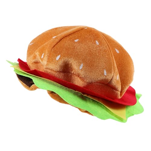 HOLIDYOYO Lustiger Hamburger-Hut Cheeseburger-Kopfbedeckung Burger-Fast-Food-Hut Alberner Hut Plüsch-Hamburger-Kostüm Rollenspiel-Anzieh-Kopfbedeckung Für Karnevalsparty von HOLIDYOYO