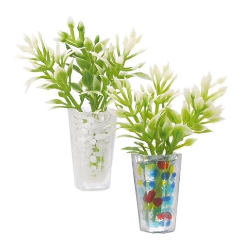 HOLIDYOYO Miniaturblumen Mit Vase 2 Stück Zubehör Für Puppenhaus-Pflanzenvasen In Vase Im Maßstab 1:12 Künstliches Pflanzenmodell Für Mikrolandschafts-Feengarten-Dekoration von HOLIDYOYO