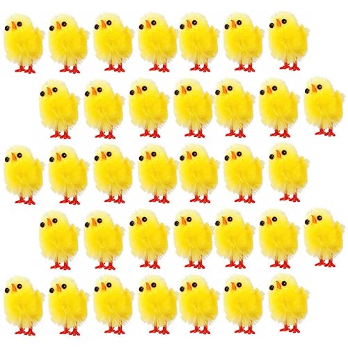 HOLIDYOYO Ostern-Miniküken 120 Stück Plüsch-Mini-Hühner-Chenille-Küken Realistische Pelzige Babyküken Lebensechtes Plüschfelltier Für Osterkörbchenfüller Frühlingspartybevorzugung von HOLIDYOYO