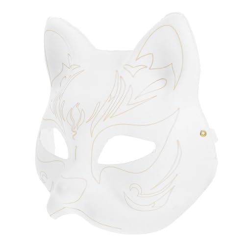 HOLIDYOYO Pappmaché-Masken Leere Katzenmaske Halb Unbemalte Tiermasken Weiße Maskerademasken Für Karneval Karneval Halloween Cosplay-Party von HOLIDYOYO