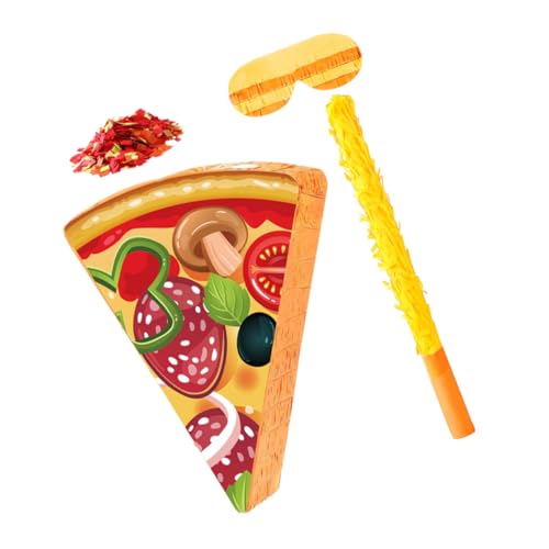 HOLIDYOYO Pizza Deko mit Schlagstab Augenbinde und Konfetti Lustige Food Party Dekoration für Kindergeburtstag Cinco De Mayo Feier Vielseitiges Geburtstags und Eventspiel von HOLIDYOYO