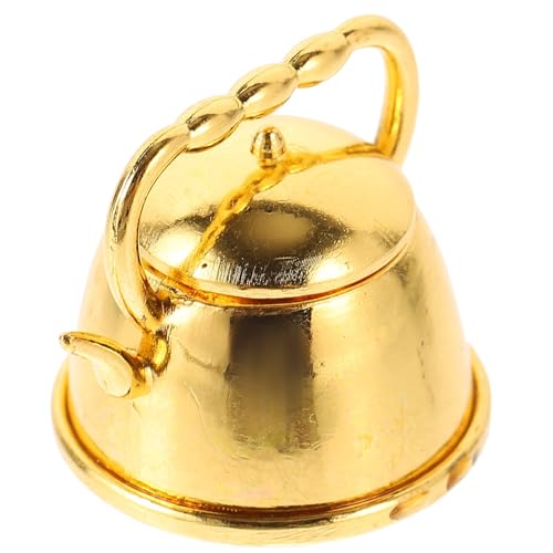 HOLIDYOYO Puppenhaus-Wasserkocher Mini-Teekanne Puppenhaus-Miniatur-Teekanne Teekessel Maßstab 1:12 Metall-Küchenzubehör Für Spielzeughaus-Dekoration (Golden) von HOLIDYOYO