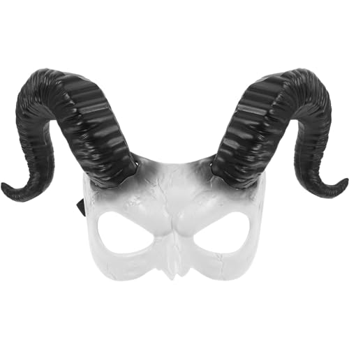 HOLIDYOYO Schafkopfmaske Gruselige Ziegenhornkopfmasken Halloween Schafschädel Cosplay Horrormaske Maskerademaske Party Cosplay Kostümzubehör von HOLIDYOYO