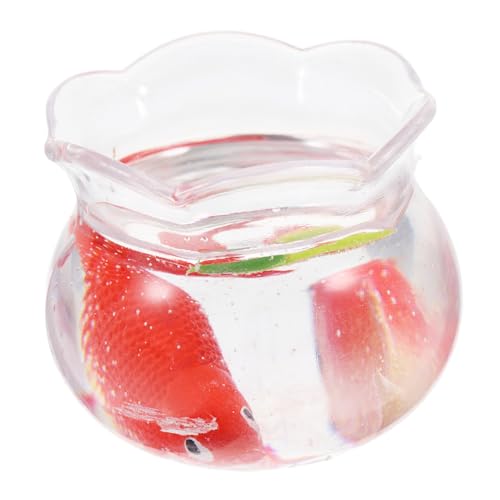 HOLIDYOYO Kompaktes Und Realistisches Mini-fischglas Für Puppenhaus Aquarium Dekoration Büro Zuhause Mit Fischfiguren von HOLIDYOYO
