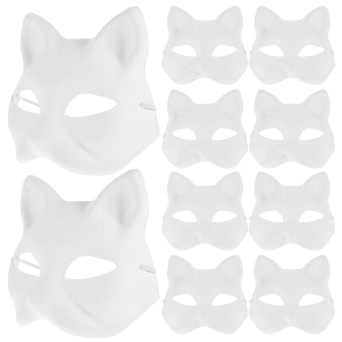 HOLIDYOYO Therian-Maske 20 Stück Katzenmaske Weiße Papiermasken Diy Unbemalte Tier-Halbgesichtsmasken Kinder-Dekorationsmaske Leere Maskerade-Maske Kostüm-Requisite -Partygeschenke von HOLIDYOYO